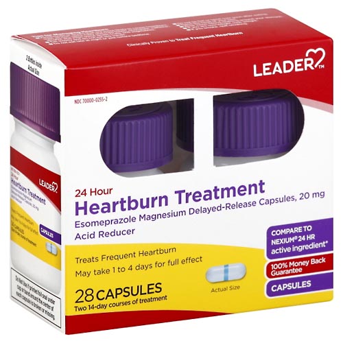 Image for Leader Heartburn Treatment, 24 Hour, Capsules,28ea from CANNON SEDGEFIELD
