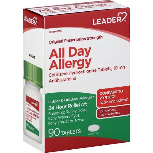 Image for Leader All Day Allergy Relief, 24 Hr,Original, Tablet,90ea from CANNON SEDGEFIELD